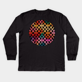 Modern abstract trellis stencil texture digital Kids Long Sleeve T-Shirt